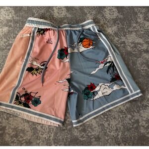 Nike Dri Fit Split Dye Basketball Shorts Men's Size Large Tropical Print